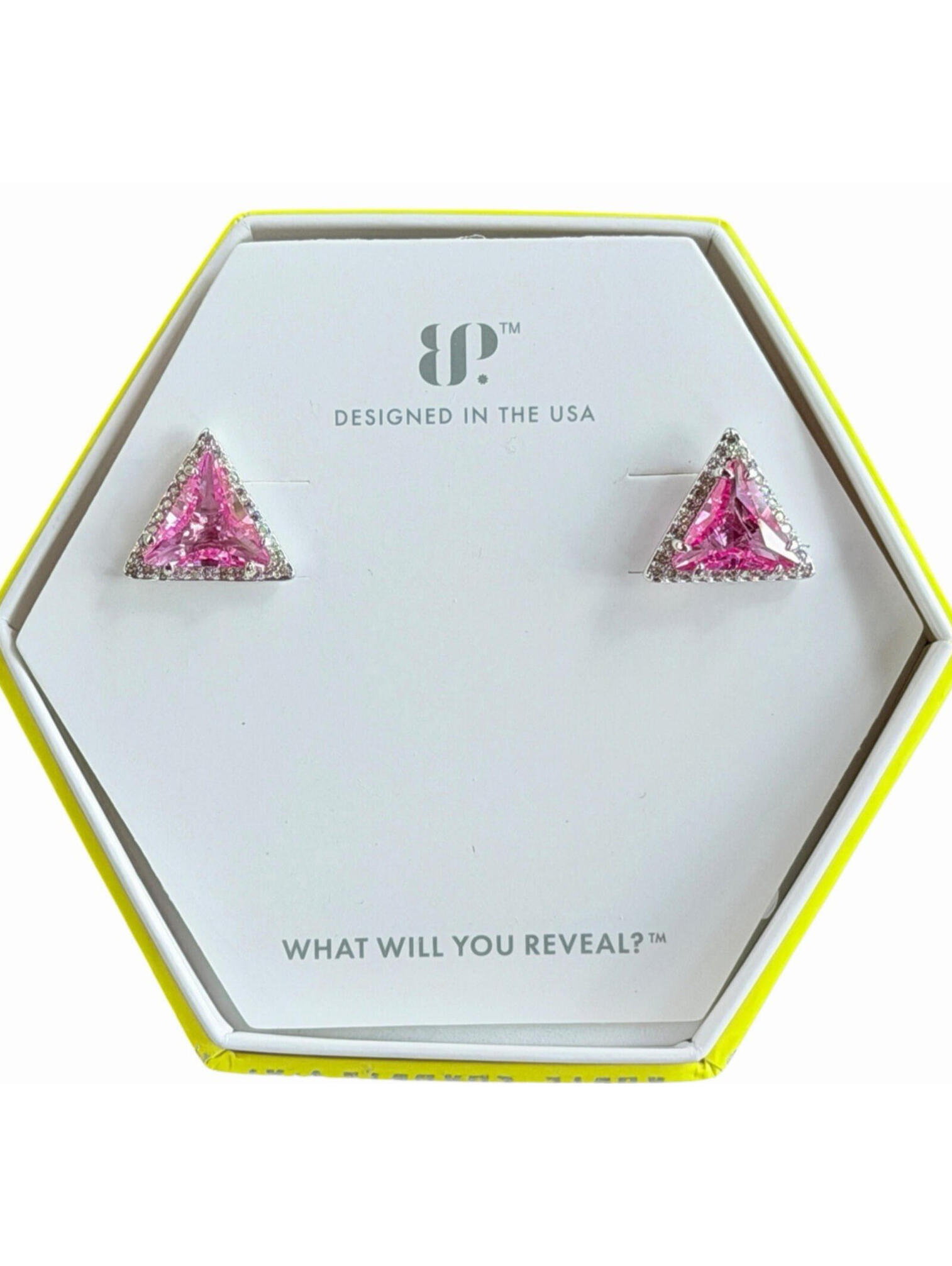 Bomb Party Earrings “The Signature Studs” Er99961 Pink Sapphire On Rhodium